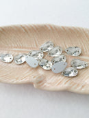 12 x 7x12mm Crystal Clear Glass Teardrop Sew-on Rhinestones