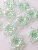 20 x AB Light Green Flower Beads, 29mm Green Lucite Flowers