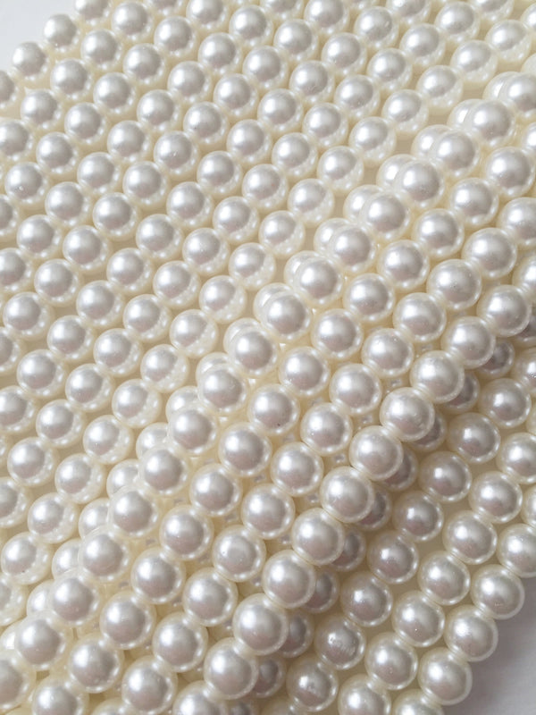 1 strand x 6mm Ivory Glass Pearl Beads (3046)