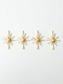 4 x Gold Tone Starburst Charms with Faux Pearl, 43x32mm (0606)
