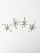 2 x Rhodium Plated Star Pendants with Pearl, 43x32mm Starburst Charms (1689)