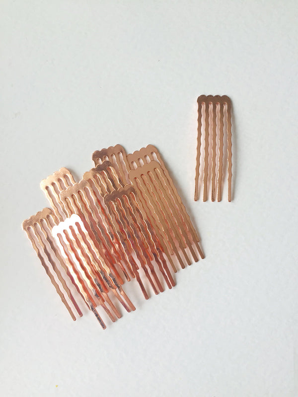 10 x Small Warm Gold Hair Comb, 15x50mm (0723)