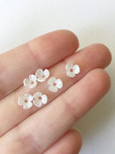 40 x Tiny Ivory Pearlised Flower Beads, 6.5mm (0653)
