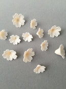 10 x Handmade Cream Clay Flower Beads, Different Sizes