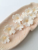 10 x Handmade Cream Clay Flower Beads, Different Sizes