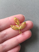 6 x Gold Metal Triple Leaf Charms, 28x25mm