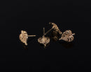 1 pair x 18K Gold Plated Monstera Leaf Earring Studs with Loop (0805)