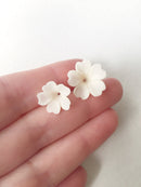 10 x Handmade Cream Clay Flower Beads, Different Sizes