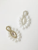 1 x Pearl and Crystal Appliqué, 46x28mm Hot Fix Pearl Appliqué