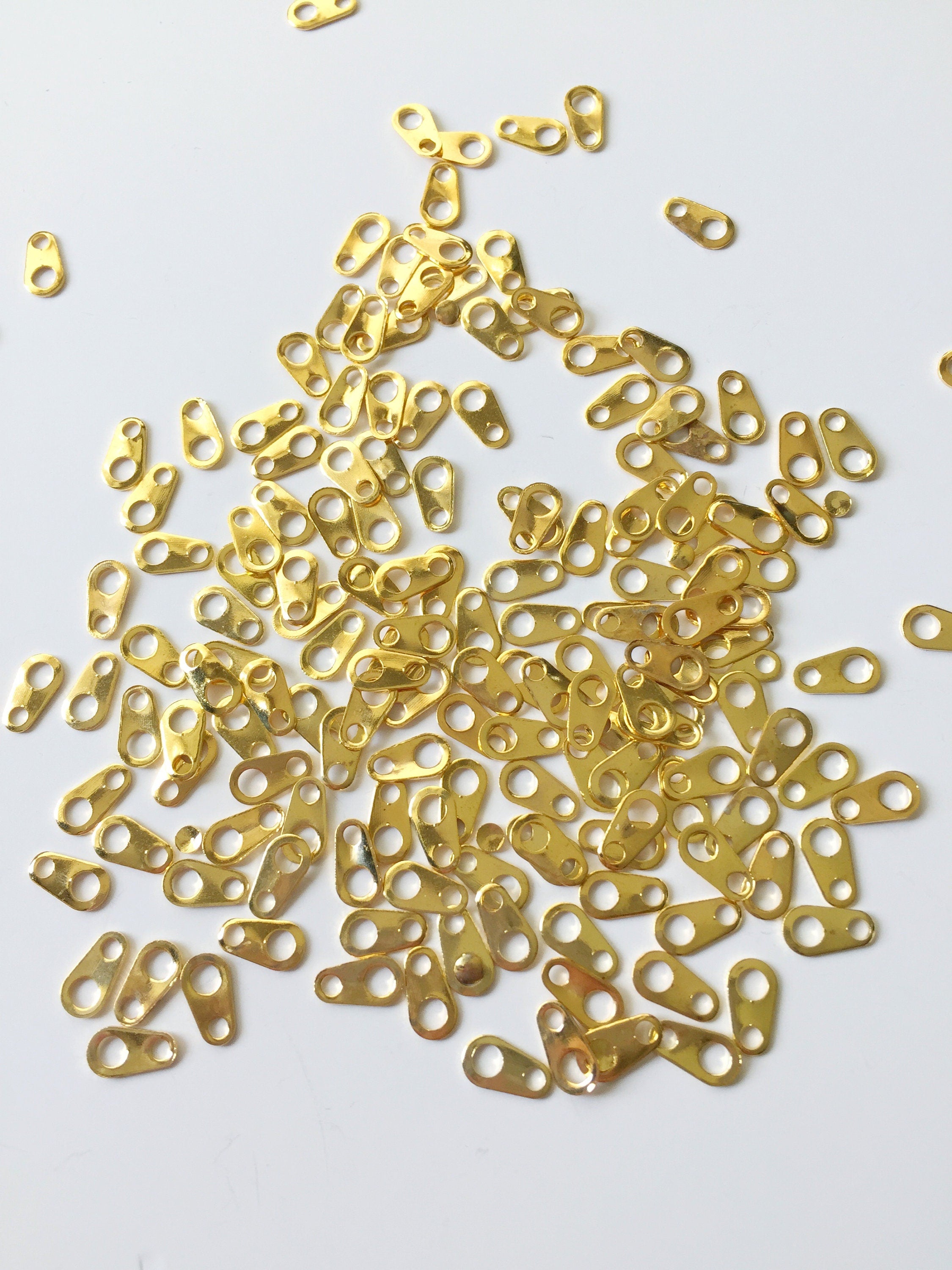100 x Gold Tone Brass Chain Tabs, Extenders, 7x4mm (0074)