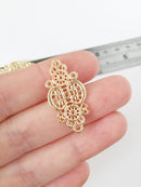 2 x 18K Gold Plated Filigree Connectors, 30x15mm (0286)