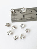 12 x 8mm Clear Crystal Star Rhinestones, Sew-on Rhodium Base (3632)