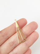 4 x Raw Brass Elongated Fan Pendants, 39x13mm (C0602)