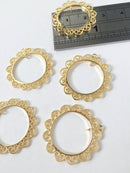 2 x 18K Gold Plated Ornate Hoop Connectors, 26x25mm Lace Edge Round Jewellery Links (0287)