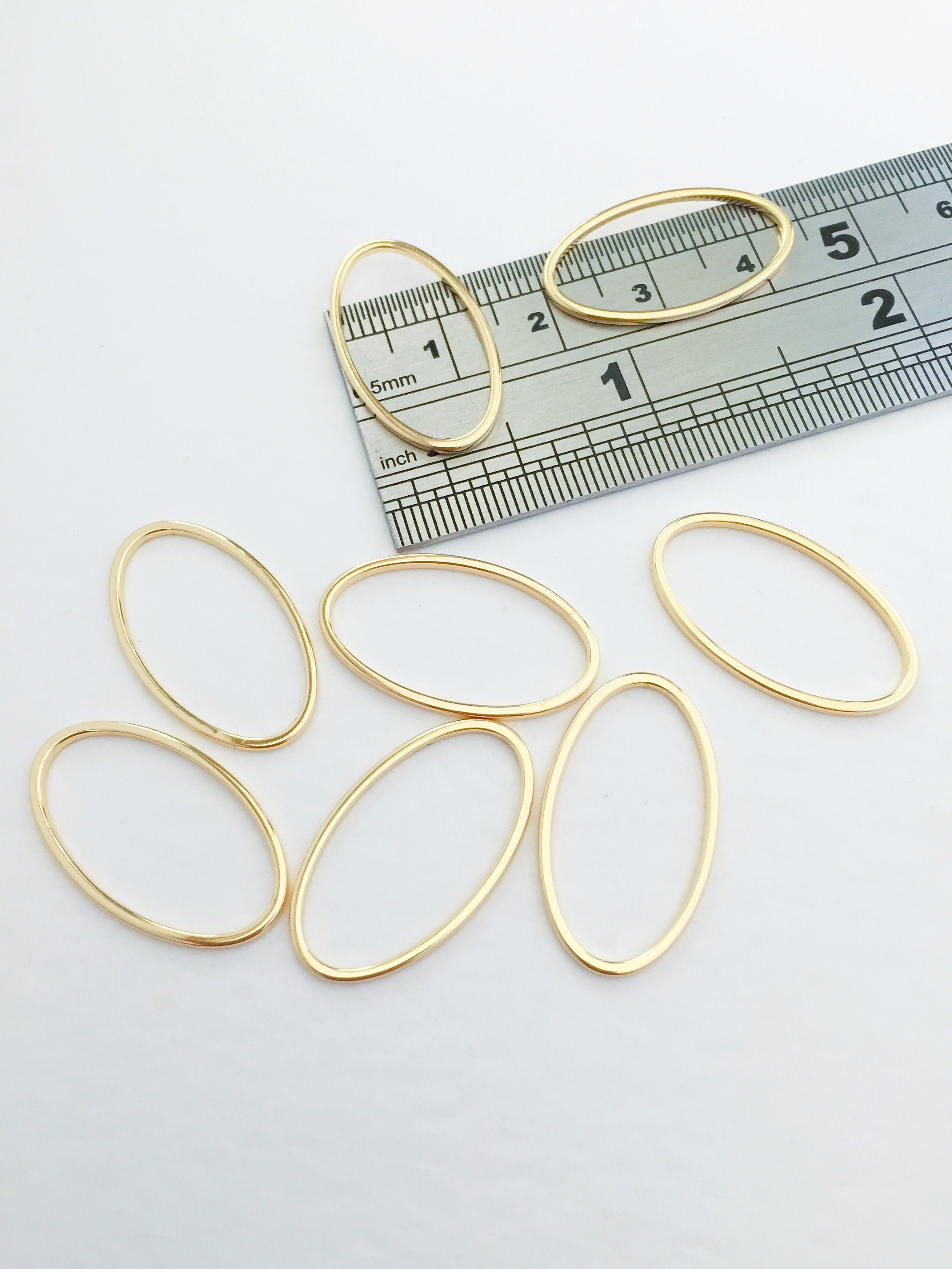 4 x 18K Gold Plated Open Oval Connectors, 24x14mm (0201)