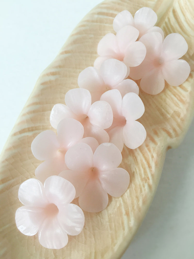 10 x Handmade Light Pink Clay Flower Beads, Handmade Polymer Clay Flowers