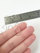 10 x Rhodium Plated Teardrop Linking Rings, 15x11mm (0844)