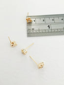 1 pair x 18K Gold Plated Rose Bud Earring Studs with Loop, 7mm (0807)