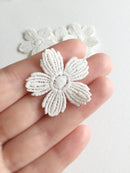 10 x Ivory Lace Flowers, 35mm Embroidered Lace Flowers