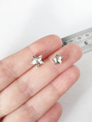 12 x 8mm Clear Crystal Star Rhinestones, Sew-on Rhodium Base (3632)