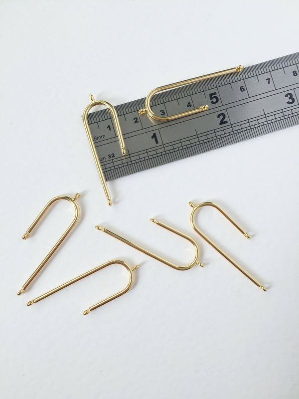 2 x 18K Gold Plated Asymmetric Connectors, 41x12mm