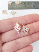 1 x 18K Gold Plated Cubic Zirconia Fan Drop Pendant, 19x13mm (0006)