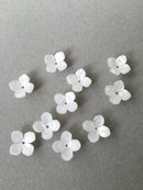 10 x Four Petal Pearl White Flower Beads, 11x14mm (0865)