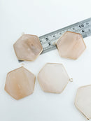 1 x Pink Aventurine Hexagon Pendant, Large Peach Aventurine Pendant 36x40mm (1932)