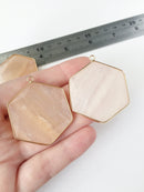 1 x Pink Aventurine Hexagon Pendant, Large Peach Aventurine Pendant 36x40mm (1932)