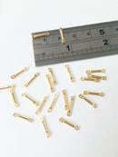 10 x 18K Gold Plated Bar Connectors, 12mm Long (0050)