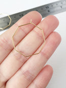 1 pair x 18K Gold Plated Brass Octagon Earring Wire, 30mm Beadable Earring Hoops (0826)