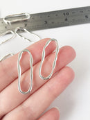 4 x Silver Plated Wavy Oval Connectors, 35x14mm (0610S)