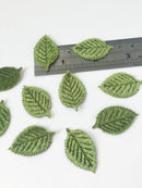 10 x Green Velvet Leaves, Green Leaf Patches, Millinery Leaf