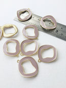 2 x Gold Plated Smooth Mauve Enamel Charms, 31x27mm (0761)