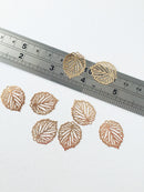 4 x 18K Gold Plated Filigree Leaf Pendants, 22x18mm (0104)
