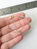 4 x Platinum Plated Beaded Hoop Earring Connectors, 39x36mm (0613)