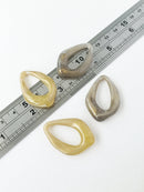 4 x Acrylic Earring Drops, 36x25mm Geometric Charms, Gold and Grey