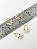 1 x 14K Gold Plated Cubic Zirconia Fan Drop Charm, 18.5x13mm (0009)