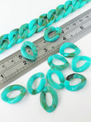 20 x Turquoise Green Acrylic Chain Links, 22x17mm