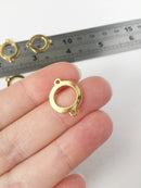 6 x Gold Plated Stainless Steel Small Hoop Connectors, 19x15mm (0377)