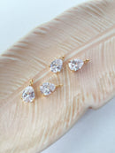 1 x 18K Gold Plated Teardrop Cubic Zirconia Charm, 12x7mm (0027)
