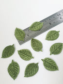 10 x Green Velvet Leaves, Green Leaf Patches, Millinery Leaf