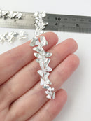 2 x Silver Plated Cascading Orchid Connectors, 58x15mm (0097)