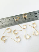 1 pair x 18K Gold Plated Brass Hoop Earring Studs, 17x12mm (0067)