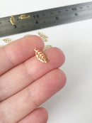 10 x Tiny Gold Plated Stainless Steel Leaf Charms, 13.5x5.5mm (0060)