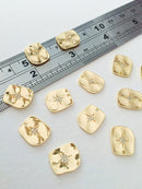 1 x 18K Gold Plated Rectangular Cubic Zirconia Star Pendant, 14x12mm (0079)