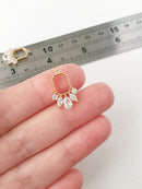 1 x 14K Gold Plated Cubic Zirconia Fan Drop Charm, 18.5x13mm (0009)