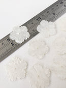 4 x Pearl White Flower Beads, 28mm Mother of Pearl Imitation Flowers (0853B)