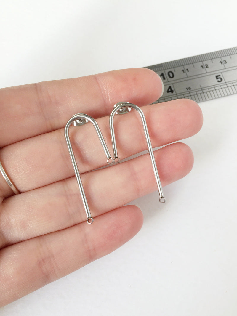 1 pair x Stainless Steel Asymmetric Arch Earring Studs (0823)