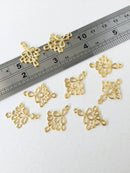 2 x 18K Gold Plated Brass Earring Connector, 24.5x17.5mm (0298)